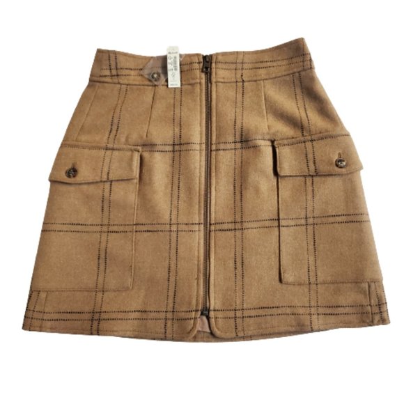 Madewell (Re)sourced Zip-Front Wool Blend Mini Skirt in Windowpane.New!!! - Picture 3 of 7